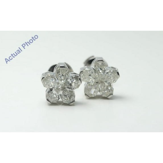 18k White Gold Pear Cut Invisible setting Diamond Flower Earrings (2.18 Ct, I Color, VS Clarity)