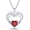 thumbnail image 1 of 18k White Gold Plated Double Love Heart 5A Cubic Zirconia Women Jewelry Pendant Necklace, 1 of 6