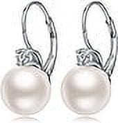 18k White Gold Plated Pearl Earrings Silver 925 Drop Pearl Earrings ...