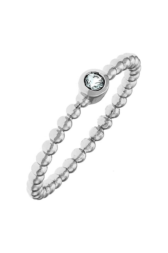 18k White Gold Plated Purple Stone Stackable Fashion Ring