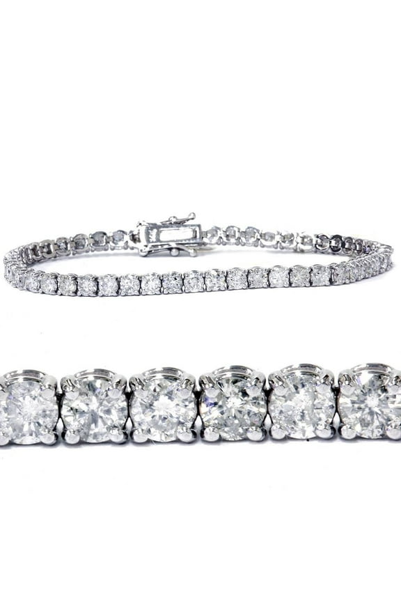18k White Gold Plated Tennis Bracelet 3MM with Round Moissanite (Sterling Silver, Size: 6"to 8")(8 INCHES)