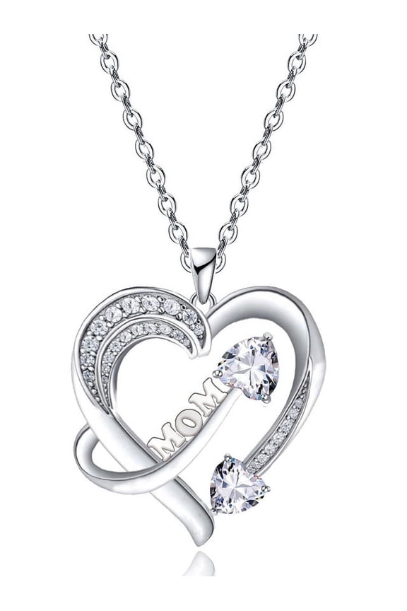 18k White Gold Plated Women Heart Pendant Jewelry Necklace