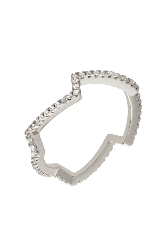 18k White Gold Plated Zig Zag Fashion Ring