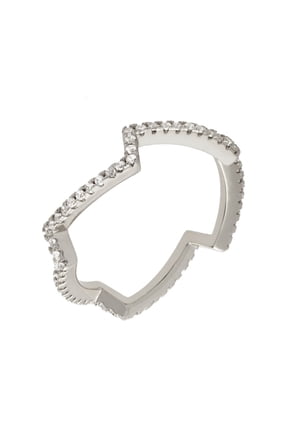 18k White Gold Plated Zig Zag Fashion Ring