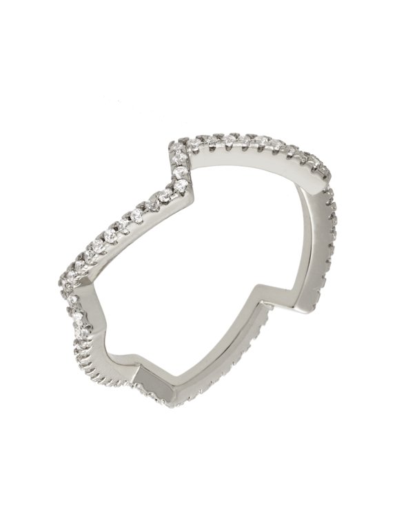 18k White Gold Plated Zig Zag Fashion Ring