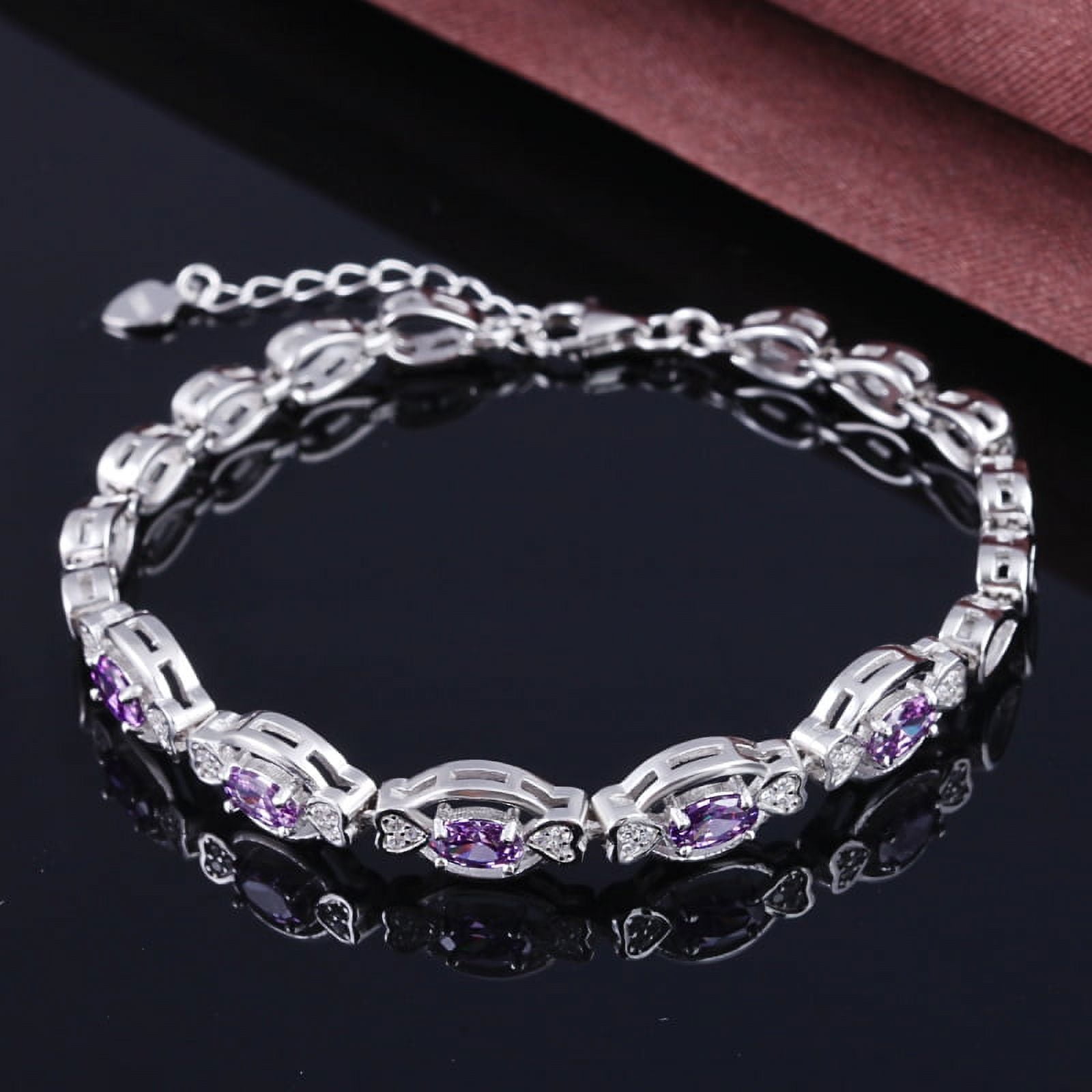 AMY AND ANNETTE 18k White Gold & Purple Tanzanite Tennis Style Bracelet