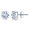 thumbnail image 1 of 18k White Gold Round Moissanite Stud Earrings (1 1/2ct TGW, 6mm, G-H)&nbsp;4-Prong Set, Push-Back by Diamond Wish, 1 of 3