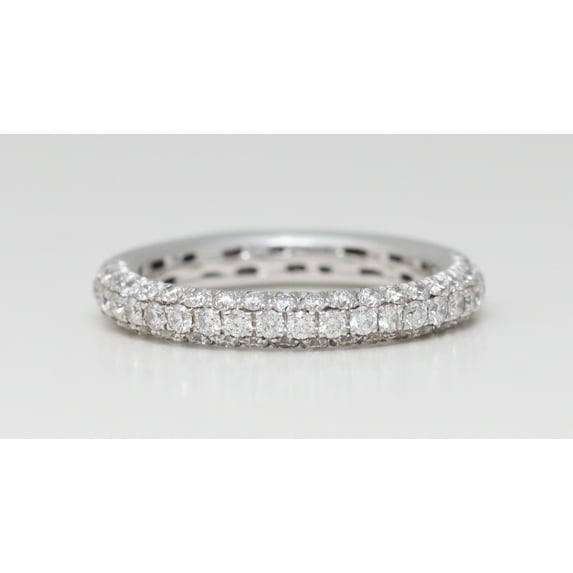 18k White Gold Round Pave Setting diamond classic half eternity ring (1.01 Ct G Color VS Clarity)