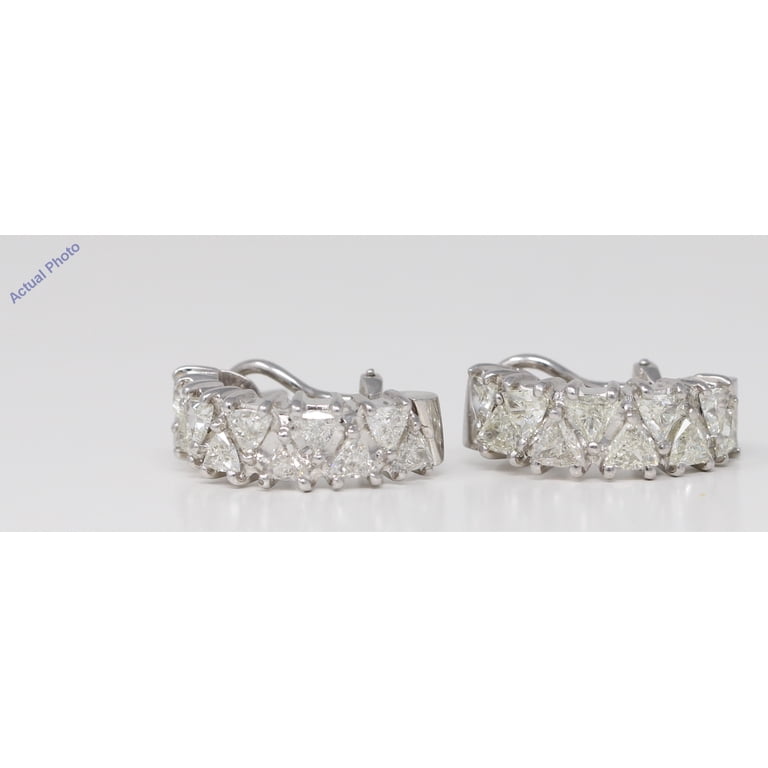 18k White Gold Triangle Diamond Half-hoop dress earrings set with  triangular (3.6 Ct, L Color, SI2 Clarity) - Walmart.com