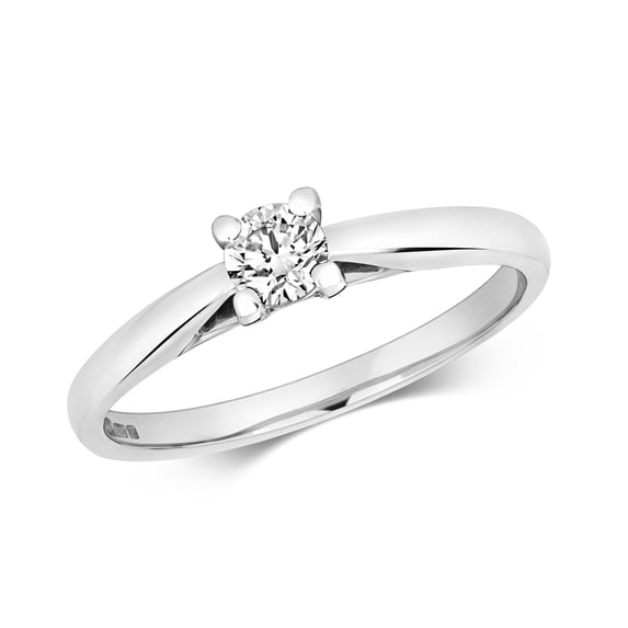 18k White Gold Women Solitaire Engagement Diamond Ring Brilliant Cut 0.25 Carat GH - SI2