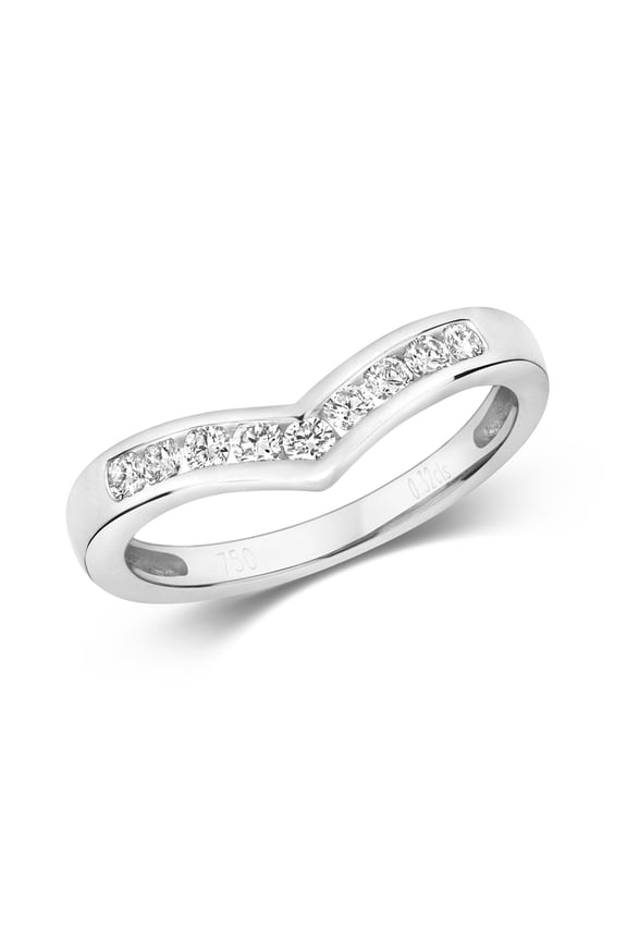 18k White Gold Women Wishbone Diamond Wishbone Ring Brilliant Cut 0.33 Carat G - SI1