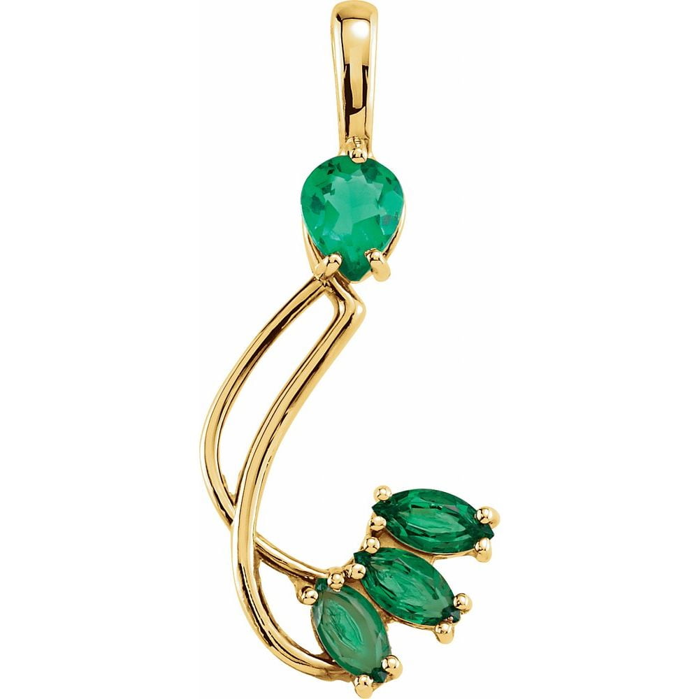 18k X1 White Gold Pear and Marquise Shape Freeform Pendant With