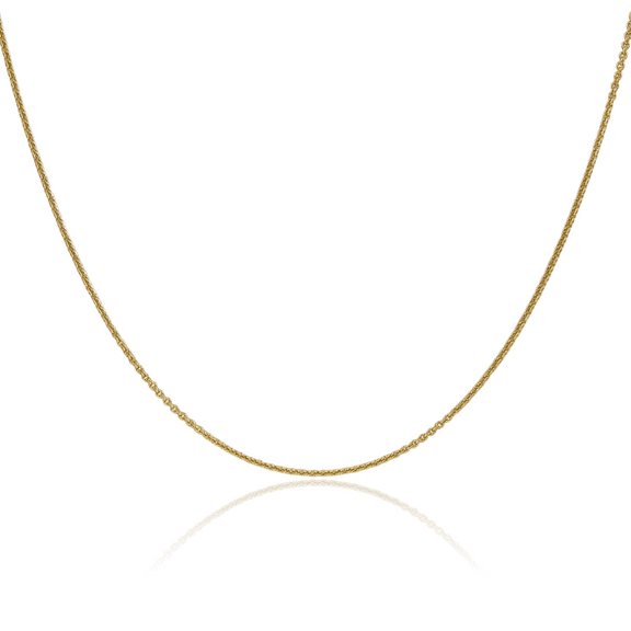 18K Solid Yellow Gold 1.15mm Cable Rolo Link Chain Belcher Necklace