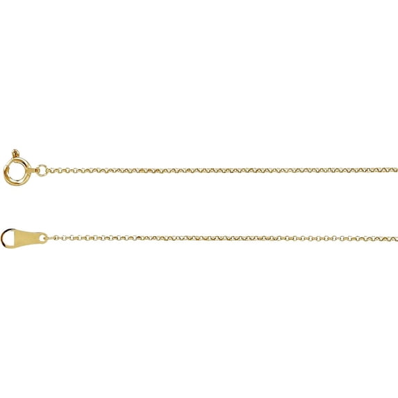 18k Yellow Gold 1mm 18 Inch Rolo Chain Chain Necklace for Women and Men - 1.5 Grams