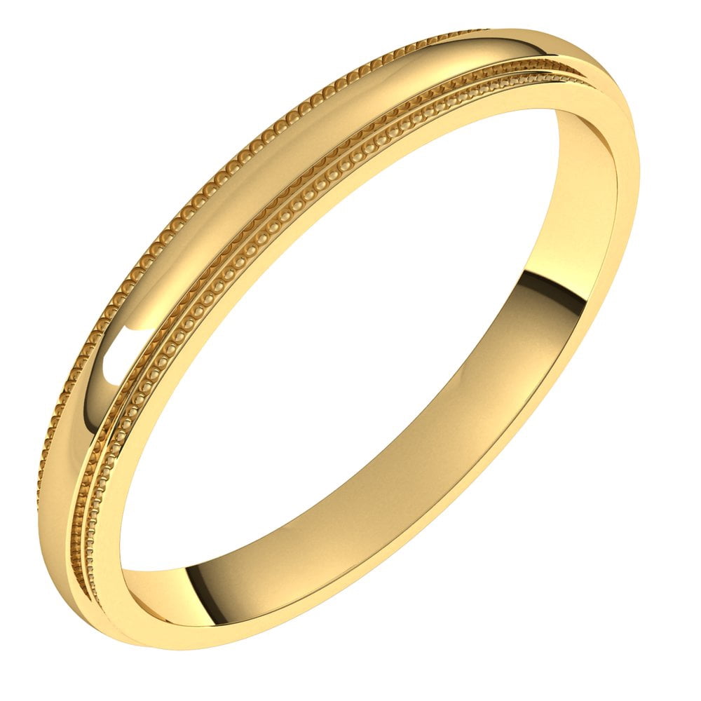18k Yellow Gold 2.5mm Milgrain Half Round Shape Edge Classic Bridal ...
