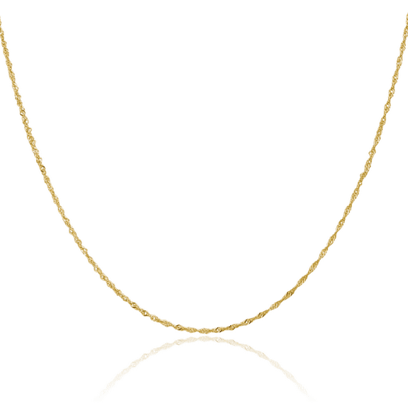 18K Solid Yellow Gold 1.1mm Singapore Chain Necklace