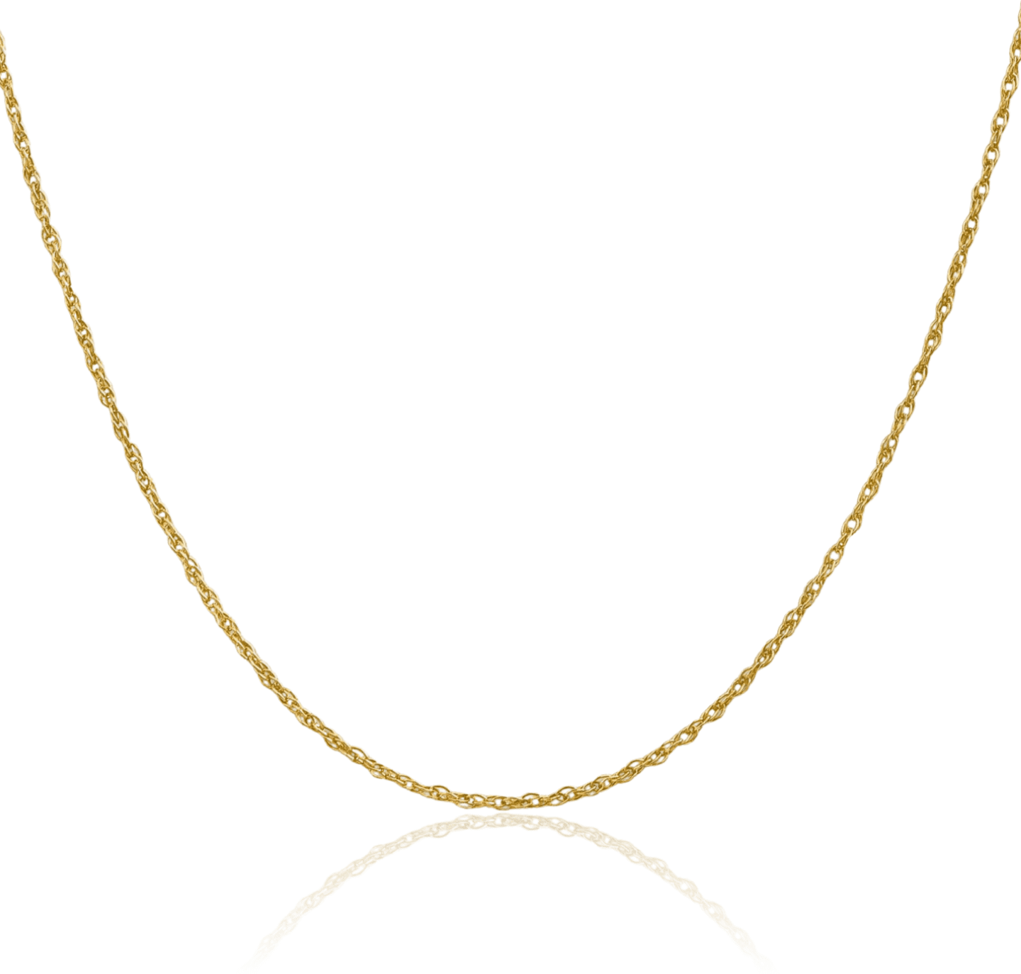 18K Solid Yellow Gold 1.3mm Rope Chain Twisted Link Necklace