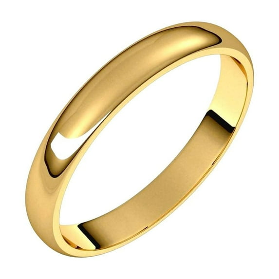 18k Yellow Gold 3mm Light Half Round Band Ring Size 7 Ring for Women and Men - 2.6 Grams