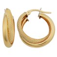 thumbnail image 1 of KoolJewelry 18k Yellow Gold 3x15mm High Polish and Textured Finish Double Hoop Earrings, 1 of 4