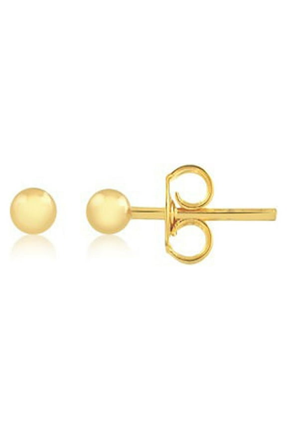 18k Yellow Gold Filled 2.4mm Ball Stud Earrings, with Pushback, Womens, Girls, Unisex