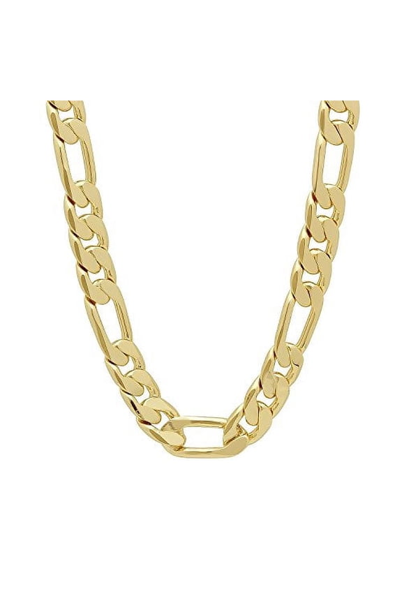 18k Yellow Gold Filled Men Solid Figaro Link Chain