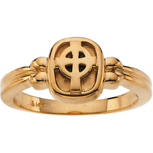 14k Yellow Gold Irish Claddagh Celtic Knot Cross Pendant Necklace | Religious Charm Jewelry | Gift For Women