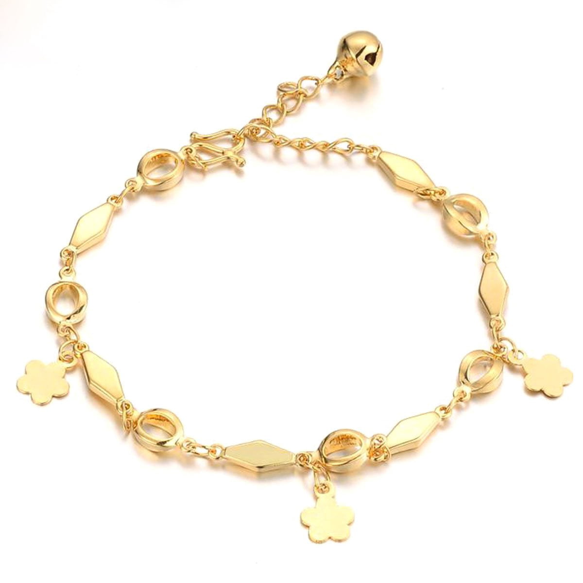18k Yellow Gold Plated Bracelet for Women Bridal Charm Bracelets Bell