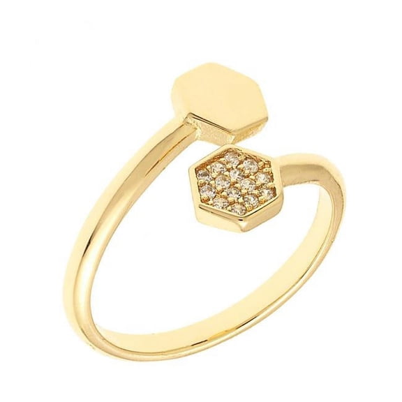 18k Yellow Gold Plated Geometric Bypass Fashion Ring