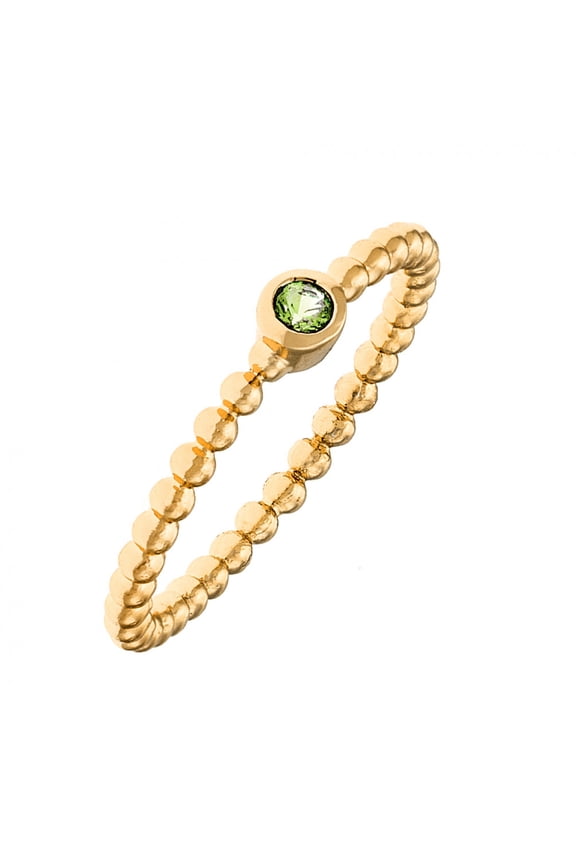 18k Yellow Gold Plated Green Stone Stackable Fashion Ring