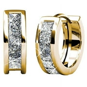ATOBAO 18k Yellow Gold Plated Hoop Earrings with Swarovski Crystals | S925 sterling silver Earrings for Women, Jewelry Gift for Her
