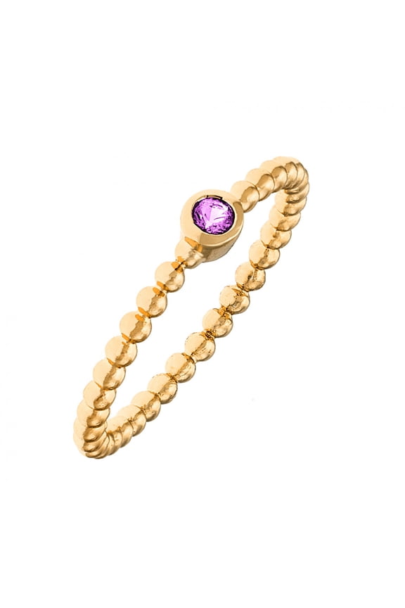 18k Yellow Gold Plated Pink Stone Stackable Fashion Ring