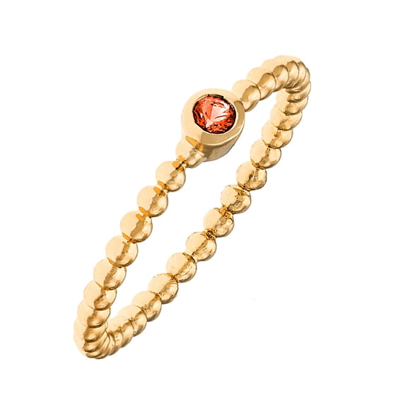 18k Yellow Gold Plated Red Stone Stackable Fashion Ring