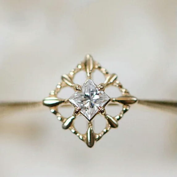 18k Yellow Gold Plated Ring Romantic Cubic Zircon Women Party Ring Sz 6-10