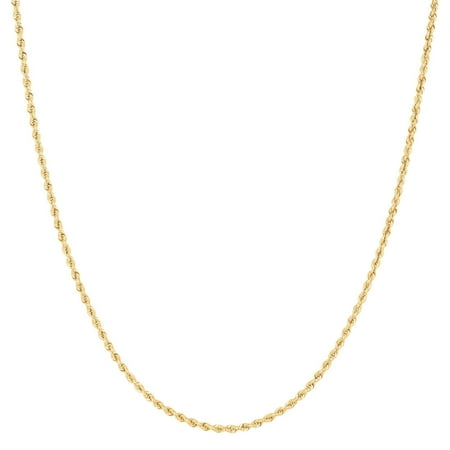 18k Yellow Gold Plated Sterling Silver 1.2mm Rope Chain Necklace, 16” to 30”, Women, Girls, Unisex