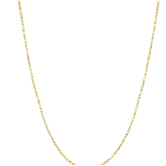 18k Yellow Gold Plated Sterling Silver 1.5mm Round Box Chain Necklace, 16” to 24”, Women’s, Unisex