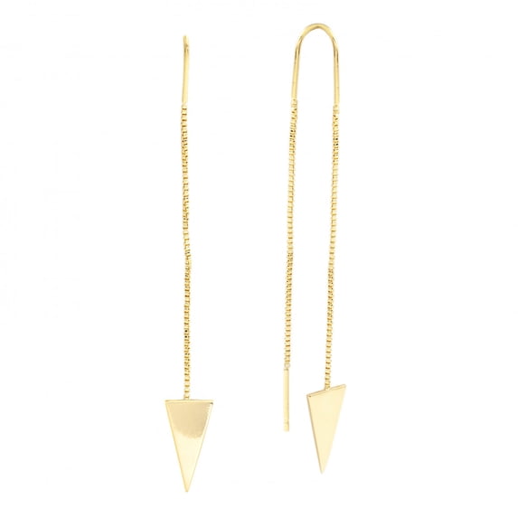18k Yellow Gold Plated Triangle Threader Fashion Earrings