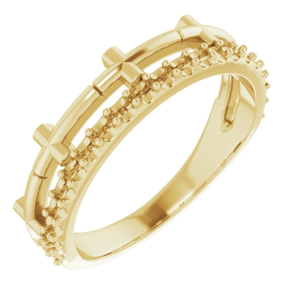 18k Yellow Gold Stackable Cross Religious Fashion Ring Fine Jewelry For ...