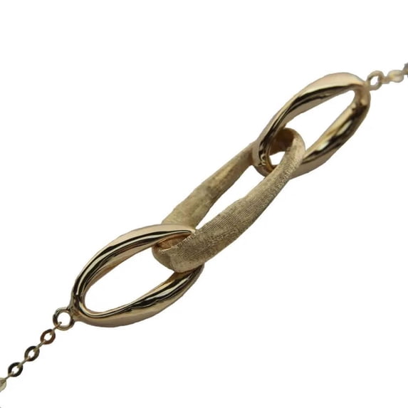 18k Yellow Gold satin and polish oval modern bracelet 7 inches