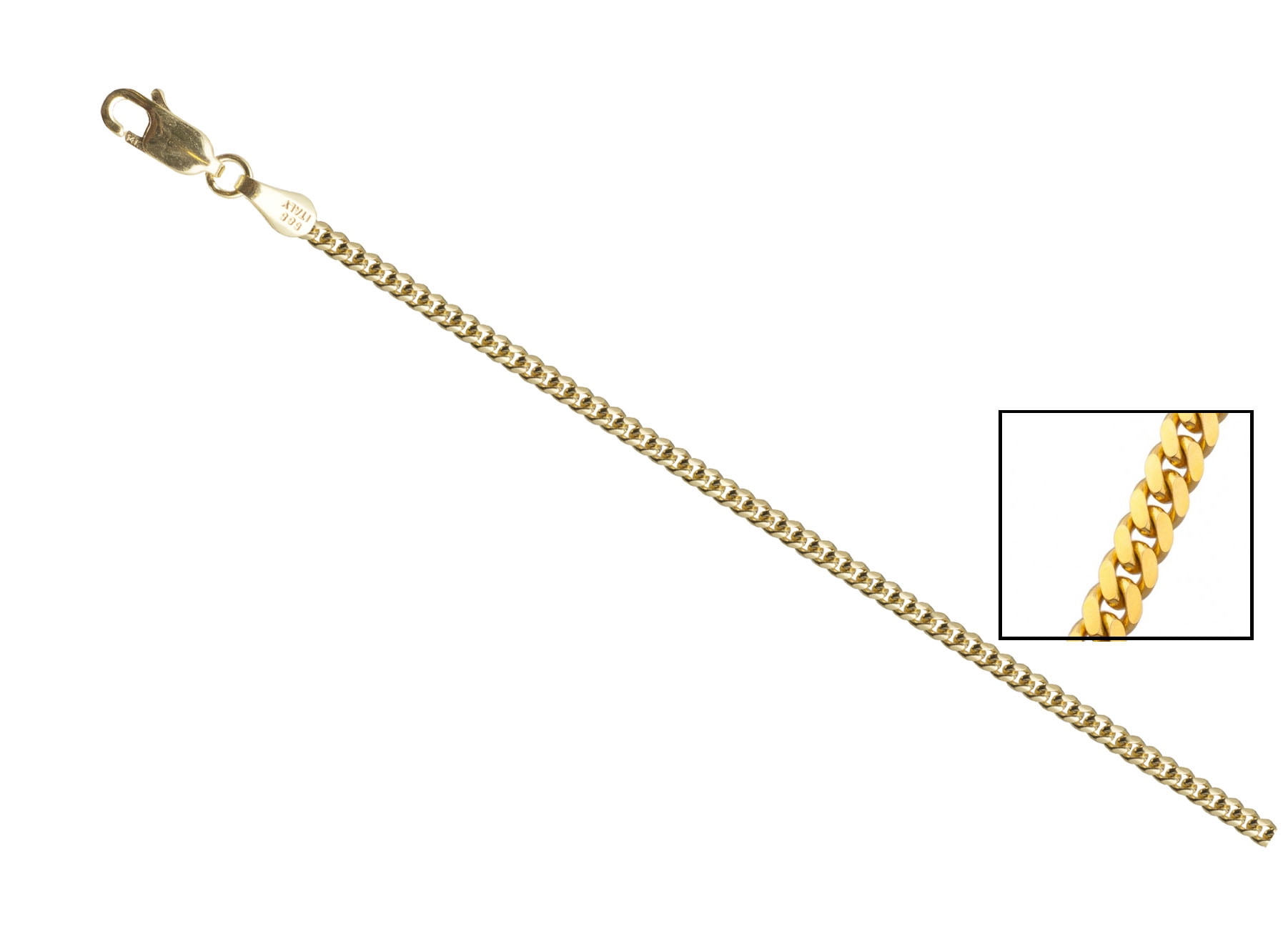 18k gold plated 925 Sterling Silver High Polished 2.6 MM Miami Cuban 080 Chain Necklace