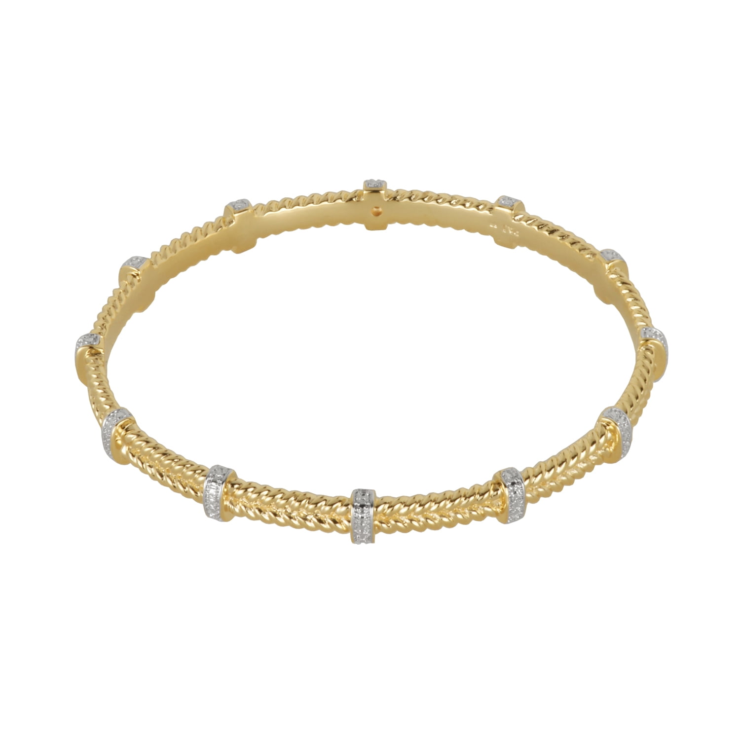 18k gold plated beaded edge Designed station bangle in Bronze 8"