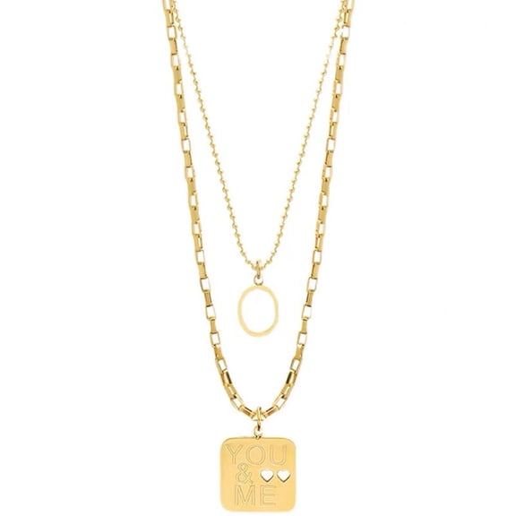 18k gold plated women's letter necklace gold layered paper clip chain necklace stackable choker square initial letter pendant necklace fashion multi chain jewelry