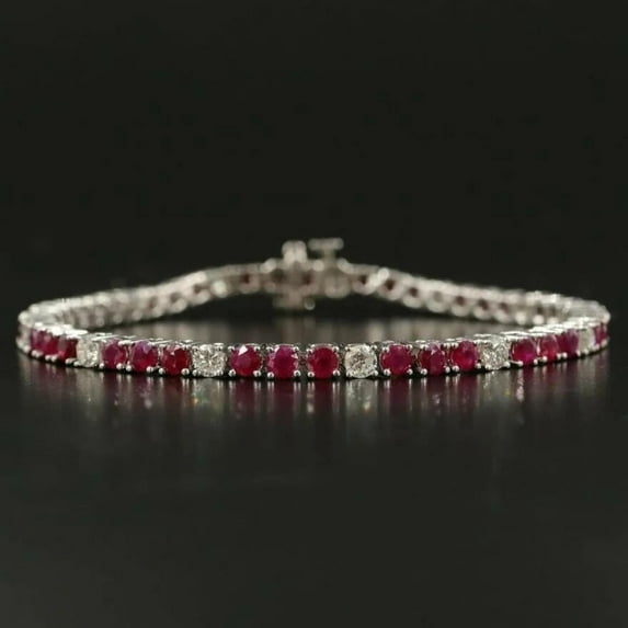 18k lab Ruby Tennis Bracelet,Gold plated Ruby Bracelet,May Birthstone Bracelet,Ruby Tennis Bracelet,Dainty Ruby tennis Bracelet For Women Gift For Her