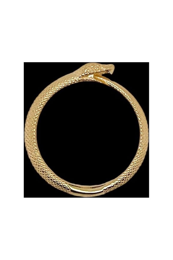 18k solid yellow gold ouroboros snake ring