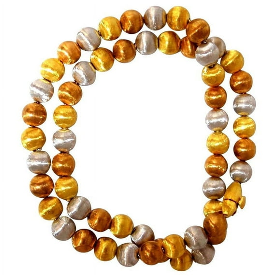18kt 36.5 Grams 7mm ball bead link necklace 16 Inch Graver Textured finish