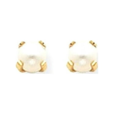 18kt 4mm Prong Simulated Pearl Post Stud Ball Button Earrings Tool Ear Piercing Supply Fine Jewelry Ideal Gifts For Women Gift Set From Heart