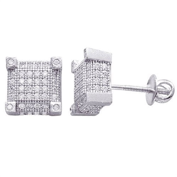 18kt Gold Over Sterling Silver Micro Pave Screwback Stud Earrings