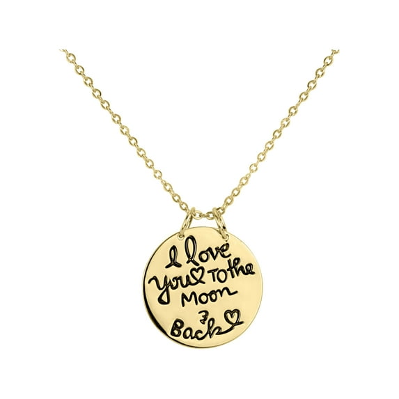 18kt Gold Over Sterling Silver Script I Love You To The Moon and Back Pendant, 18"