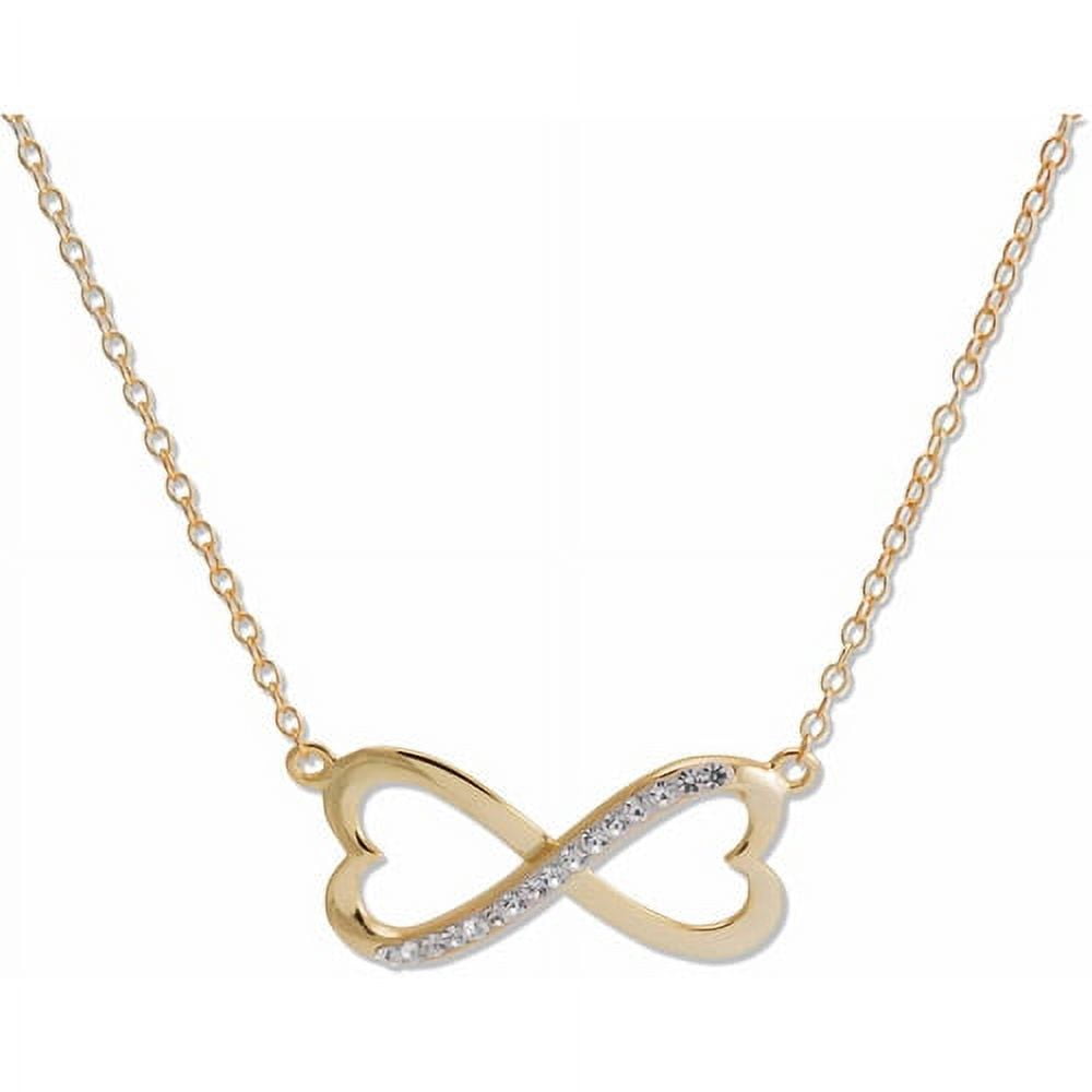 18kt Gold over Silver Clear Crystal Infinity Heart Necklace