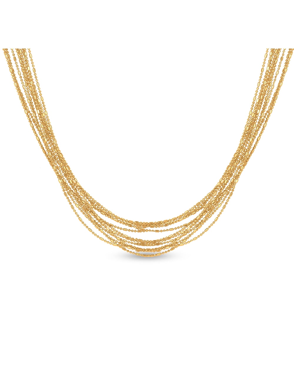 18kt Gold over Sterling Silver 12Strand Liquid Silver Necklace, 16