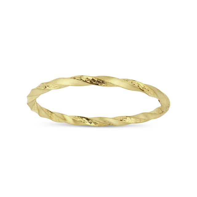 18kt Gold over Sterling Silver 5mm Twist Half Satin and Half Diamond